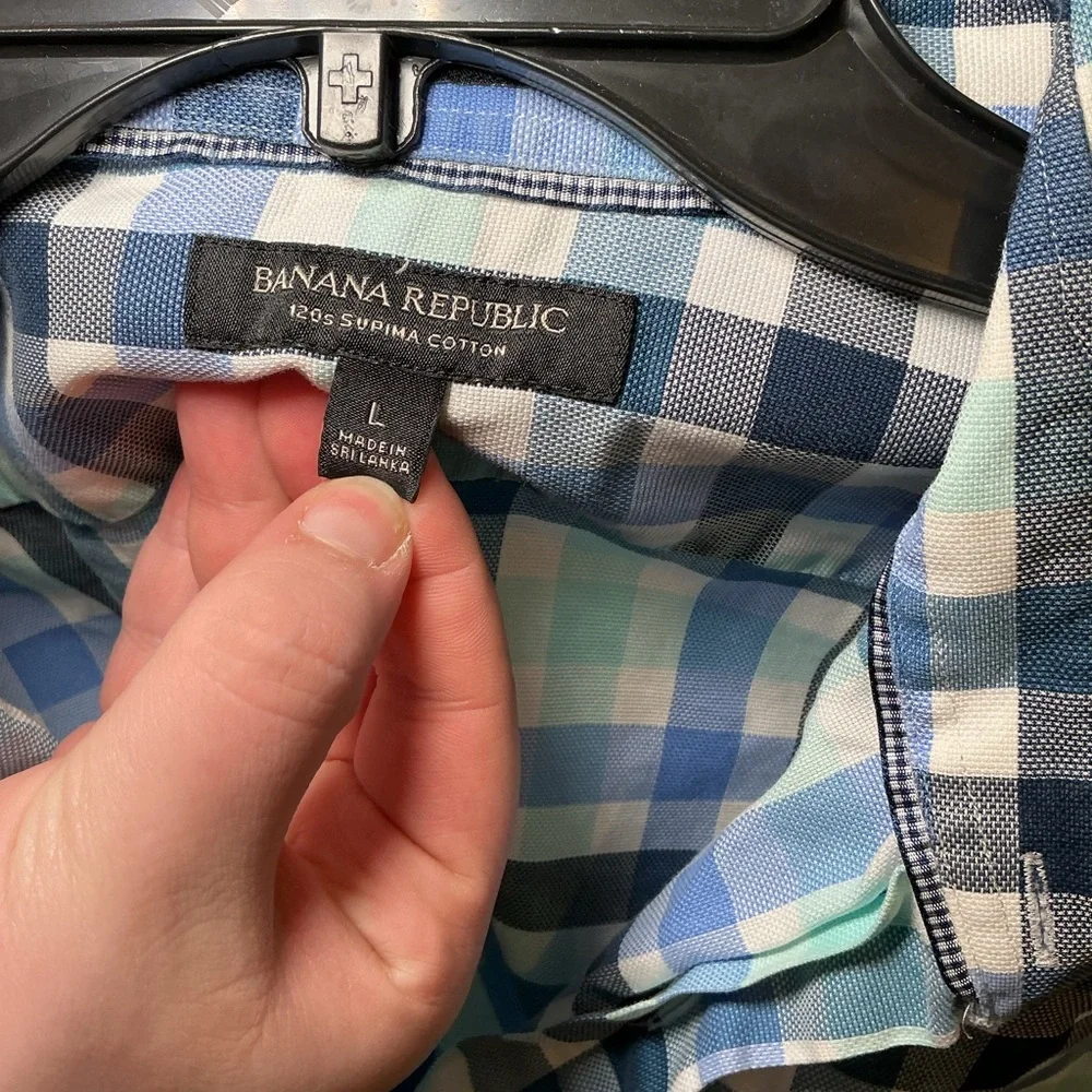 Banana Republic 120s Supima Cotton Plaid Button Down Shirt – Size L